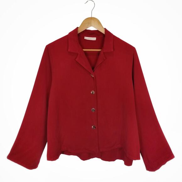 Bryn Walker Women's Red Tencel Button Up Lightweight Jacket Size Medium - Picture 1 of 6